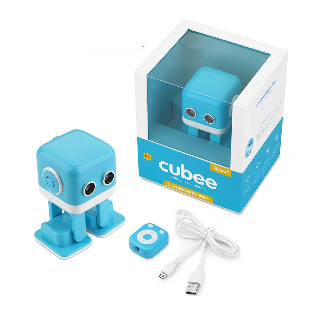 Blue Retail Box F9 RC Интеллектуальный робот Cubee Smart Bluetooth динамик музыкальная танцевальная игрушка светодиодный стол для лица подарок жесты интерактивный - Цвет: Blue Retail Box