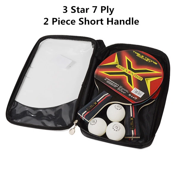 3 Star 2 Short Huieson, 5 звезд, ракетка для настольного тенниса, короткая, длинная ручка, углеродное лезвие, резина, двойное лицо, прыщи-в пинг ракетки для понга с чехлом - Цвет: 3 Star 2 Short
