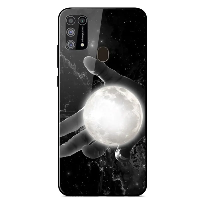 

Silicone For Samsung Galaxy M31 Case Mirror Painted Tempered Glass Shockproof Back Cover For Samsung M31 SM-M315F Cover 6.4 inch