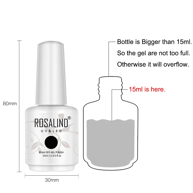 ROSALIND 15ml Base/Top Coat Nail Gel Primer Matt Top Manicure Decoration Blooming For DIY Art Hybrid Varnishes |