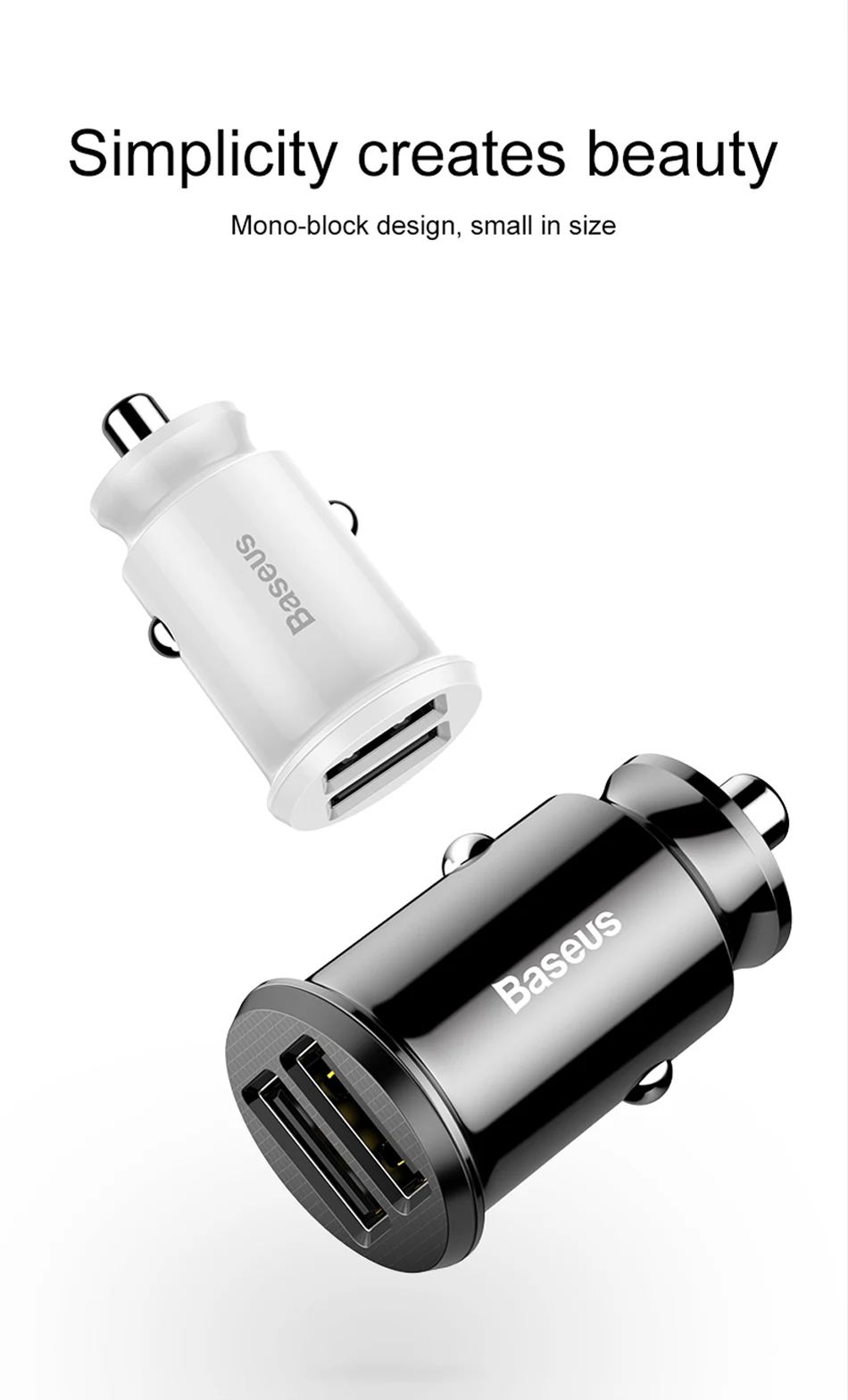 Baseus Mini USB Автомобильное зарядное устройство для мобильного телефона планшета gps 3.1A быстрое зарядное устройство автомобильное зарядное устройство двойной USB автомобильный адаптер зарядного устройства для телефона в автомобиле
