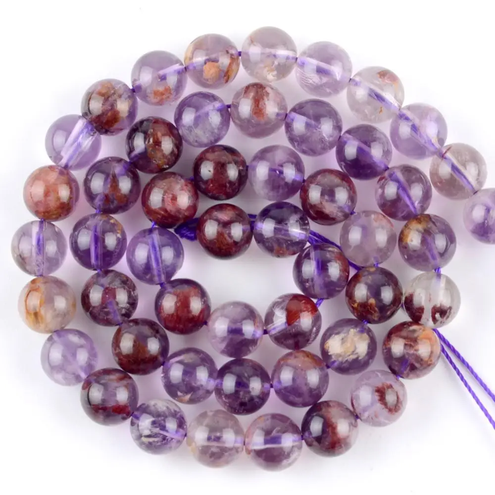

6/8/10/12mm Natural Purple Ghost Crystal Quartz Stone Beads Round Loose Spacer Beads For Jewelry Making DIY Bracelet Handmade