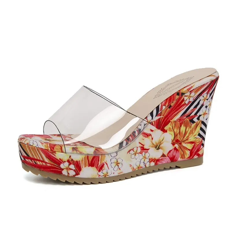 

2021 New Thick Bottom Sponge Cake Slope with Fish Mouth Waterproof Platform Women's Sandals and Slippers Ladies Fashion 35-40