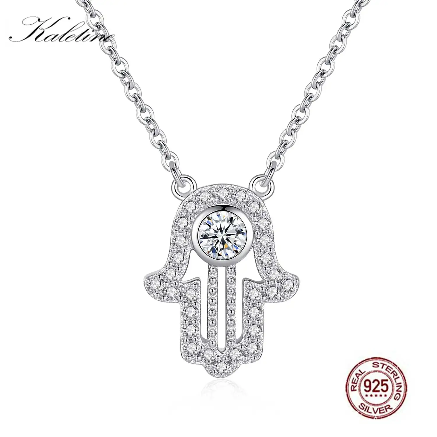 KALETINE, 925 пробы, серебряное ожерелье Хамса, подвеска Фатима, длинное ожерелье для женщин, длинная цепочка, чокер, опт, много оптом