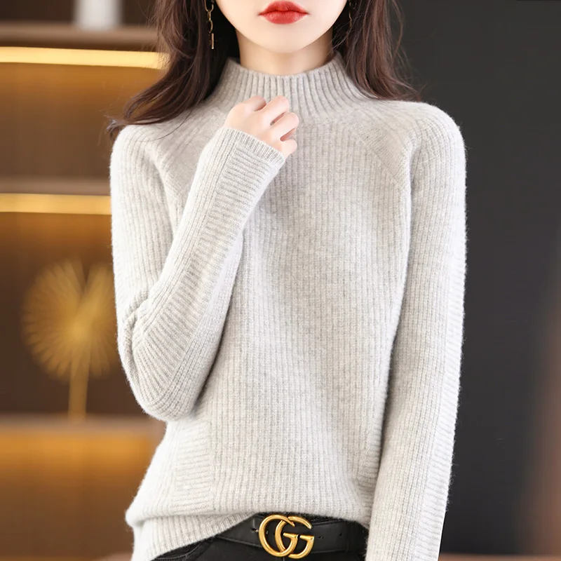 Женский кашемировый пуловер свободный мягкий утепленный с длинным рукавом и