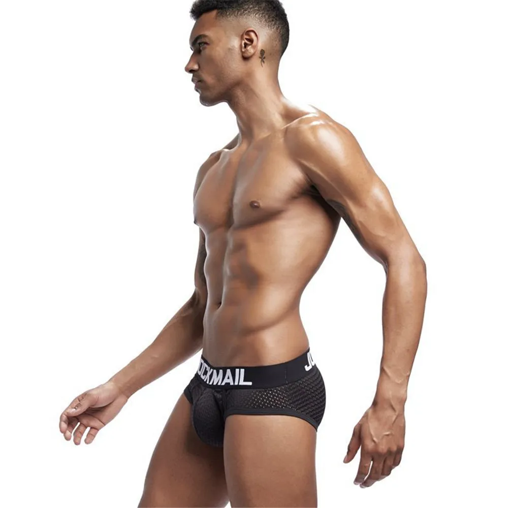JOCKMAIL mens underwear 4 Pack ice silk Sexy Men Mesh Briefs Polyester Slip Cueca Male Comfortable Panties  sissy gay underwear