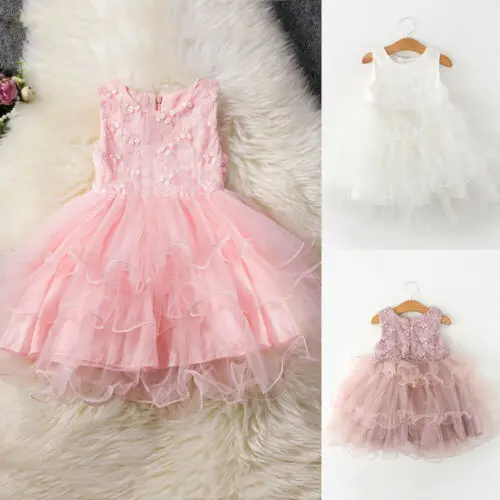 Прямая поставка платье для маленьких девочек кружевное принцессы с цветочным