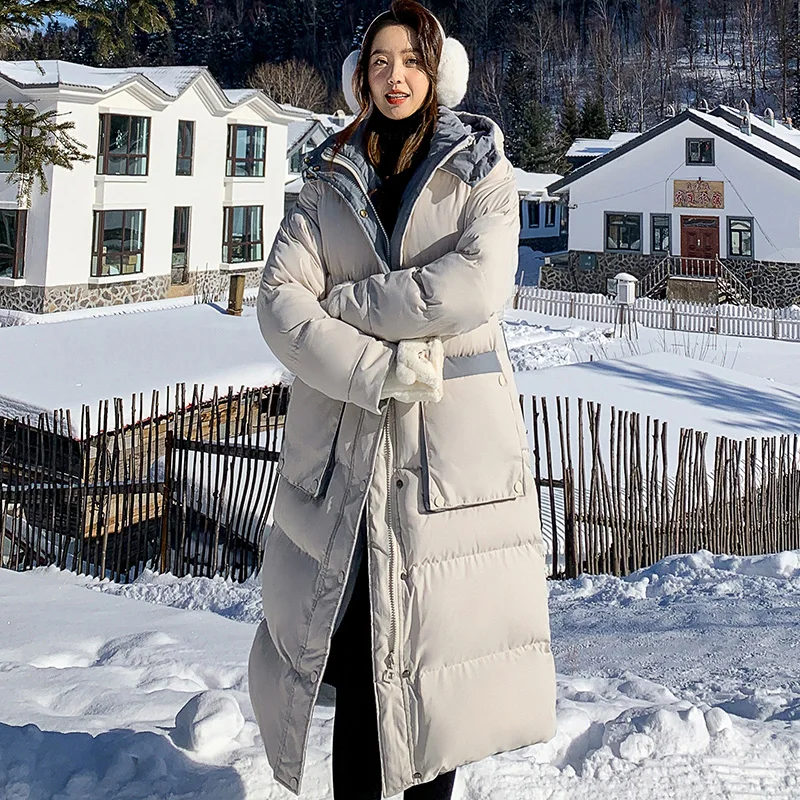 

2021 new winter long coat women Korean style loose mid-length over-knee winter down padded coat