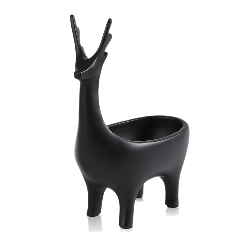 

JEYL Creative 3D Deer Shape Home Car Key Storage Rack Resin Rack Home Office Crafts Decoration Desktop Storage Box Black