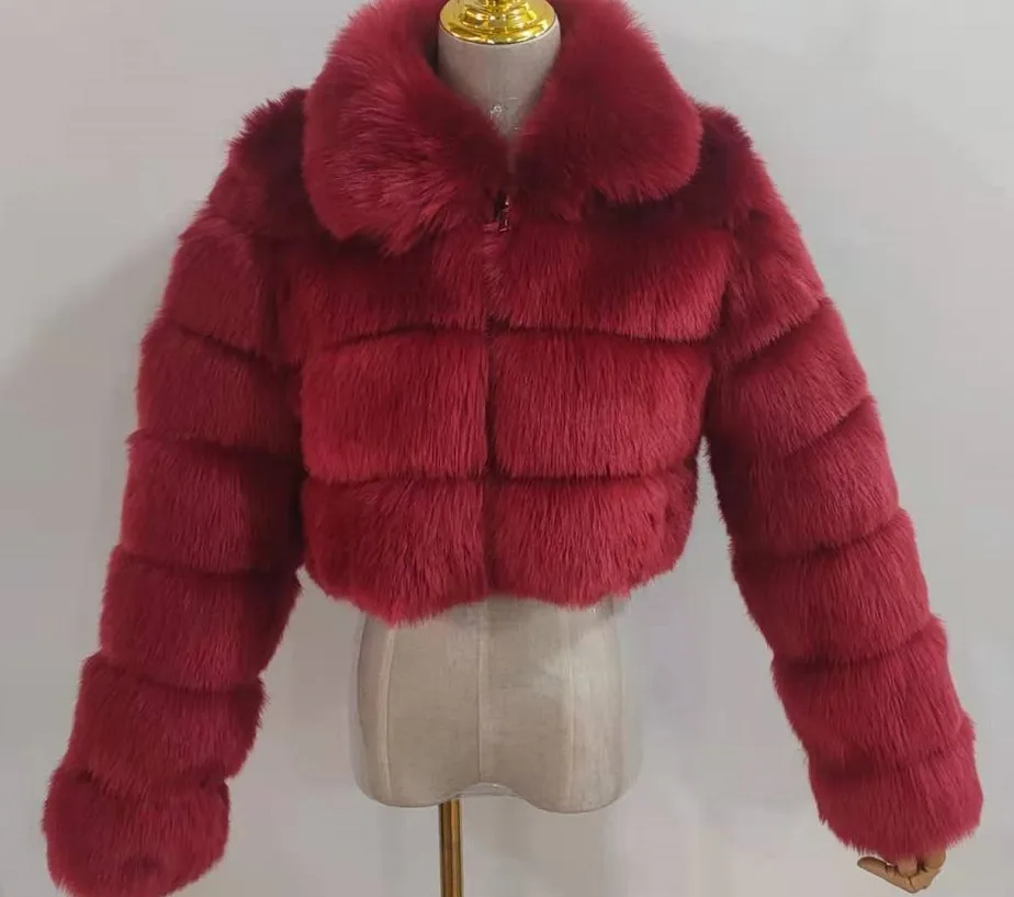 Модное женское пальто из искусственного меха на осень и зиму, высококачественное пальто из искусственного лисьего меха с отложным воротник...