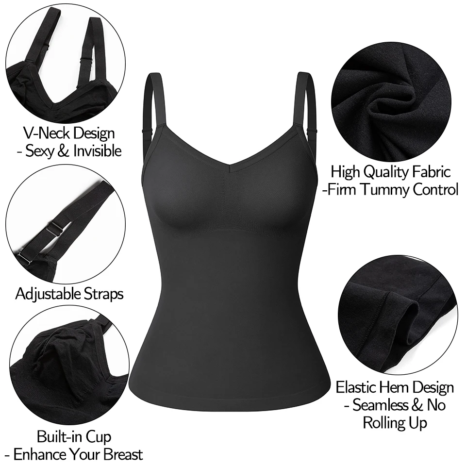 Women Shapewear Camisoles Waist Trainer Body Shaper Tummy Control Tank Tops Compression Undershirts Slimming Underwear Camisole