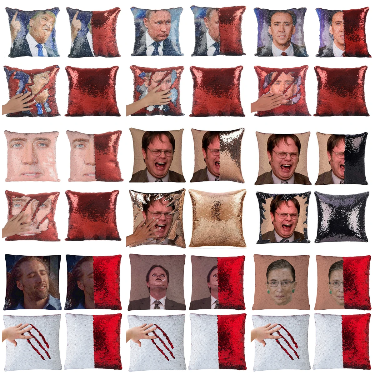 Super Shining Trump Magical Reversible Sequins Pillows Case 