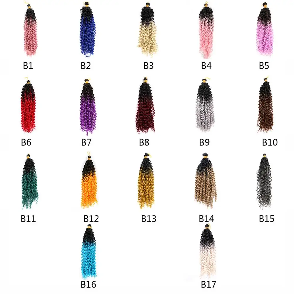 

ZYR Water Wave Bulk Hair Curly Crochet Monochrome Ombre Hair 22 Strands 100g High Temperature Fiber