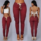 Брюки-карандаш женские однотонные с высокой талией и карманами, батальных размеров