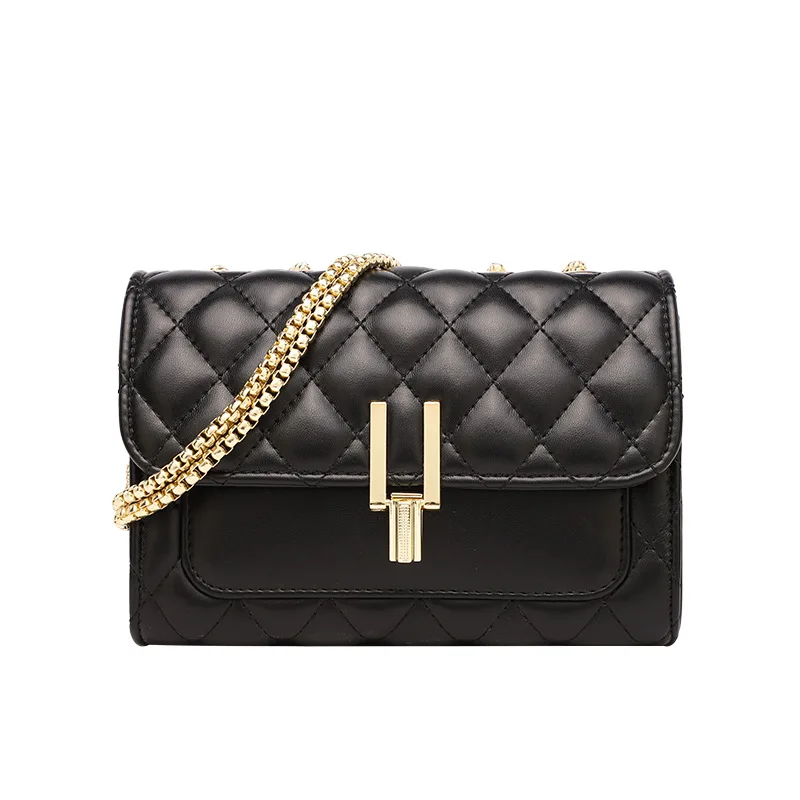 

2020 High-End Solid Color Chain Women's Small Bag Leather Rhombus Single Shoulder European and American Retro Classic Crossbody