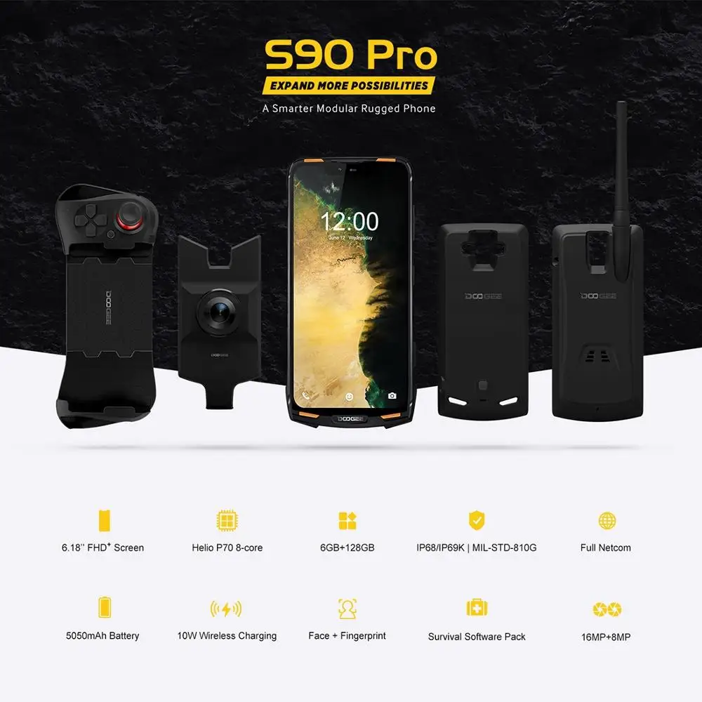 DOOGEE S90 Pro IP68/IP69K прочный мобильный телефон Android 9 0 смартфон 6 18 &quotFHD + безрамочный