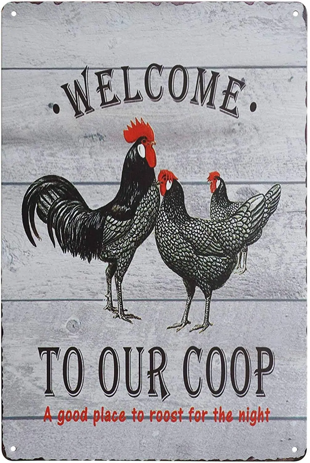 

Welcome to Our Coop Chicken Sign Retro Vintage Metal Tin Signs,Vintage Metal Tin Sign Poster Plaque Bar Pub Club