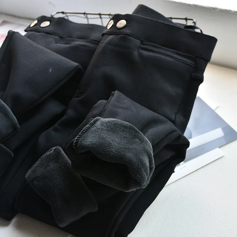 

women fleece leggings tights 500g ultra-flexible kitty pants Exterio bottom pants popular women's winter hot foot pencil pants