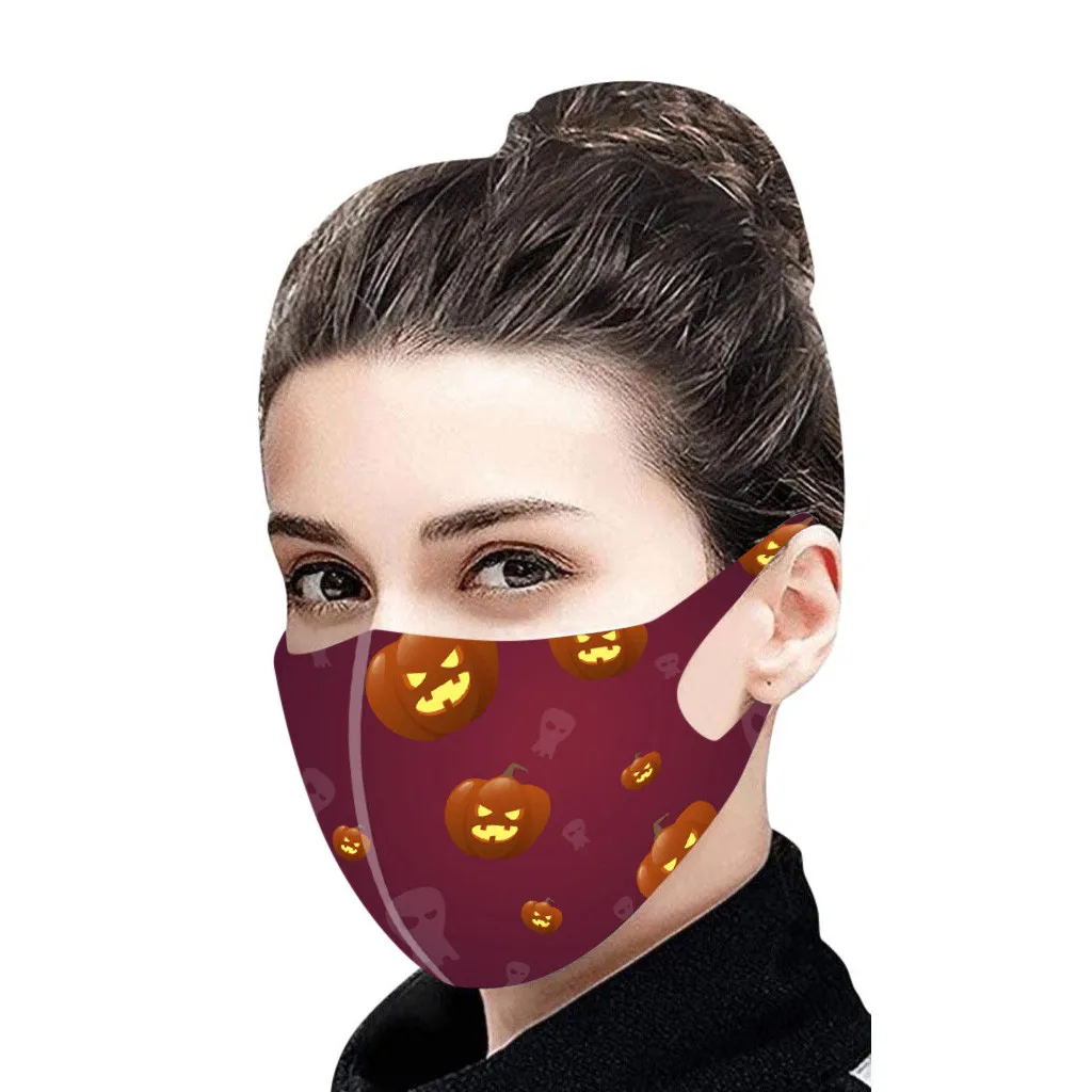 

Halloween Masks 5PC Adults Face Mask Fashion Funny Print Mouthcover Washable Reusable Masque Breathable Earloops Mascarillas 27