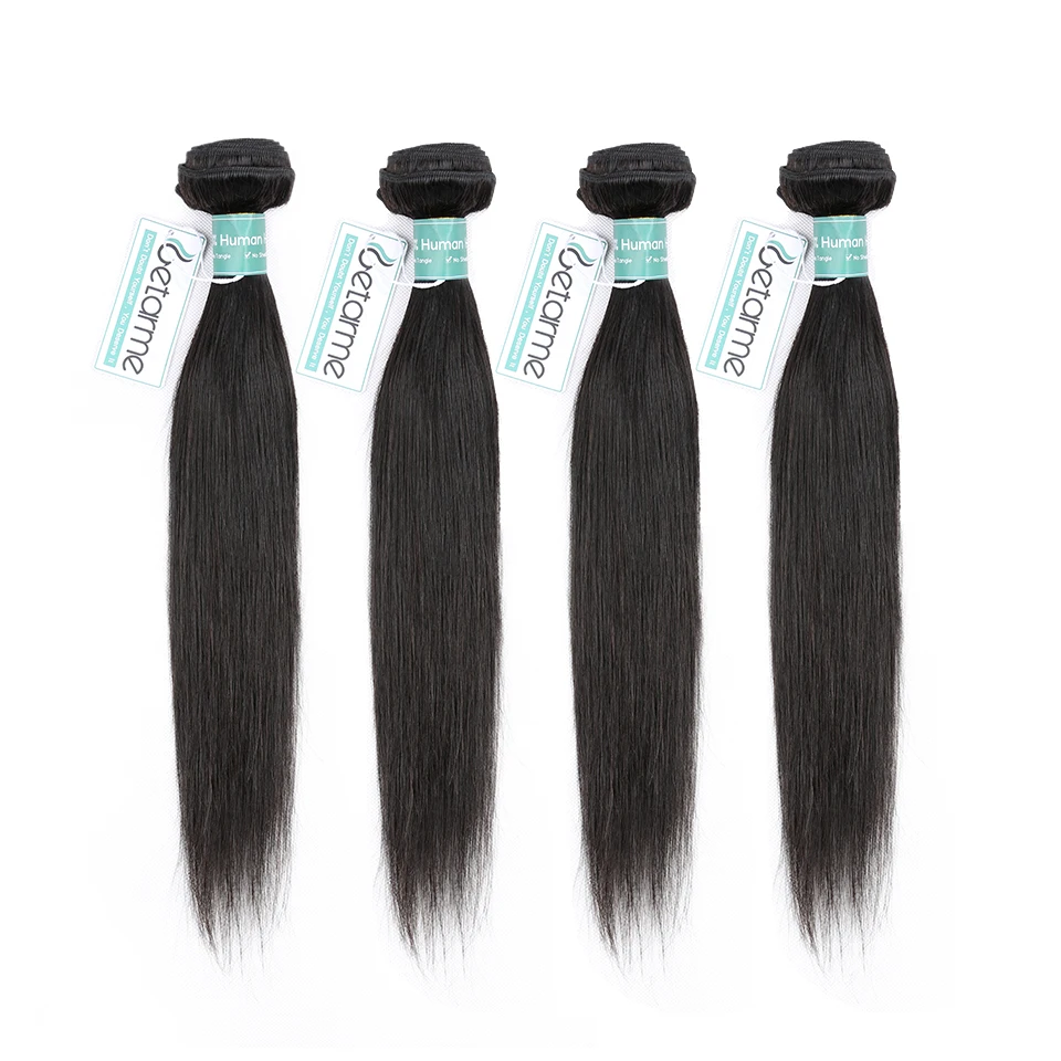 Прямые перуанские волосы Getarme пряди из 100% натуральных волос 4 шт./лот|Пряди для