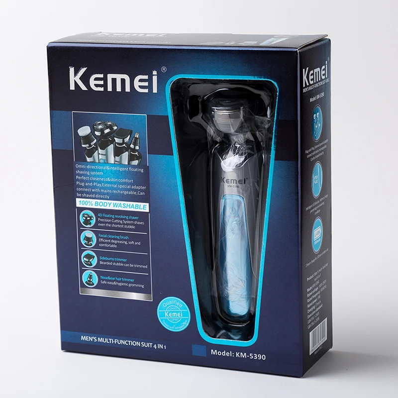 100-240 В kemei 3D электробритва, Мужская бритва, машинка для бритья, триммер для носа, перезаряжаемая плавающая Бритва для бороды, Водонепроницаемая бритва для ухода за лицом