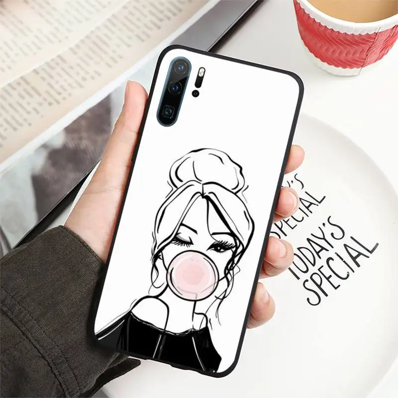 

Baby Mom Girls love pink cartoon Phone Case For Huawei P40 P20 P30 lite Pro P Smart 2019 Mate 40 20 10 Lite Pro Nova 5t