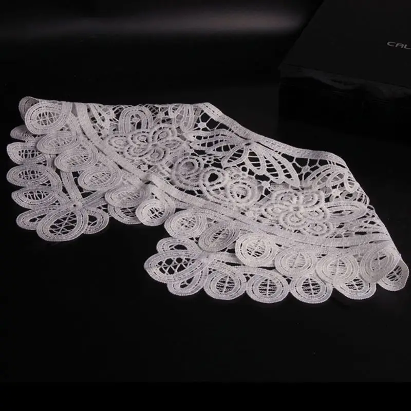 

41XC Fashion Women Lace Hollow Out Women Blouse Fake False Collar Clothes Shirt Detachable Collars Shirt Apparel Accessories
