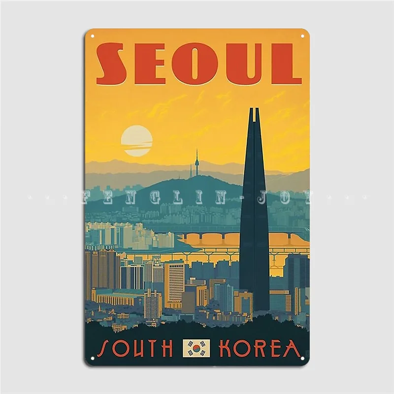 Сеул Южная Корея металлический плакат Постер клуба бара создание плаката