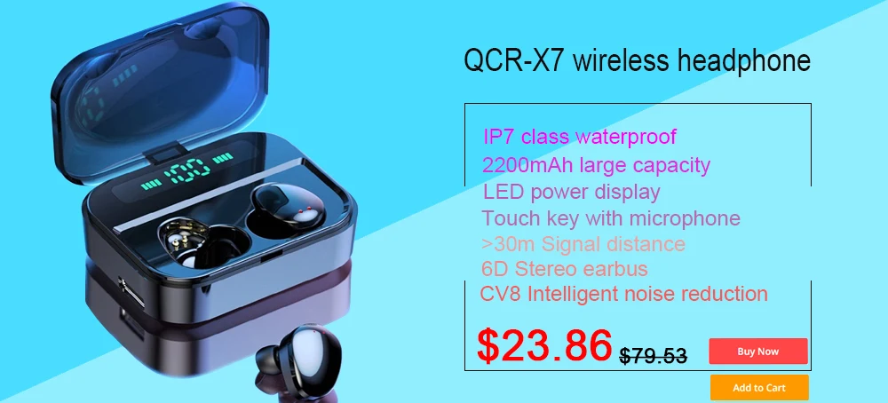 QCR T9 TWS беспроводные bluetooth-наушники 9D стерео IPX7 водонепроницаемый 7000 мАч светодиодный внешний Смарт-аккумулятор наушники держатель телефона