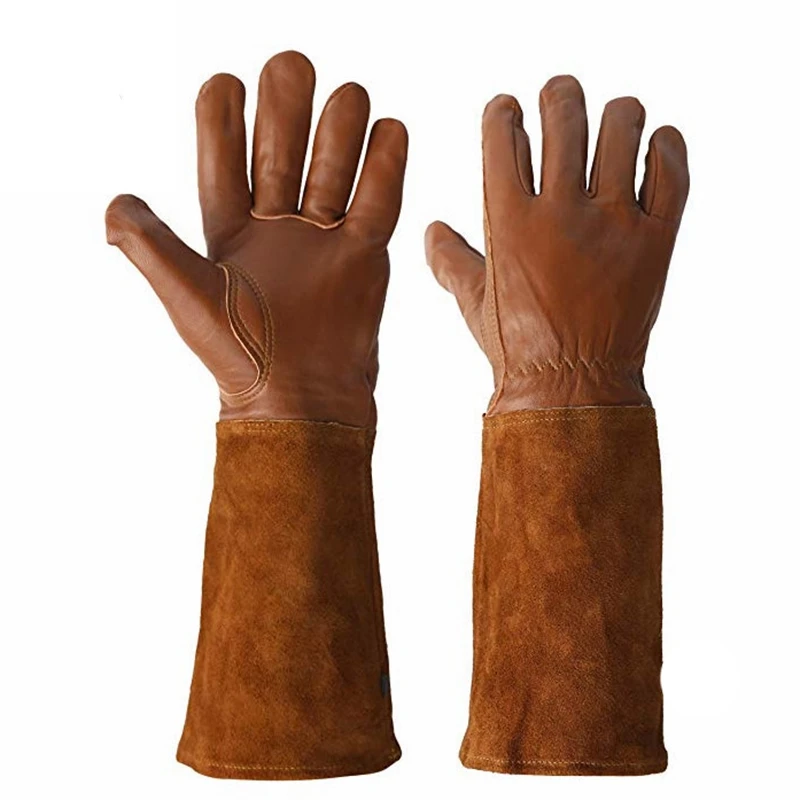 

Lengthened Leather Gloves Garden Labor Protection Gloves Anti-Cut and Anti-Stab Welding Tool Gloves