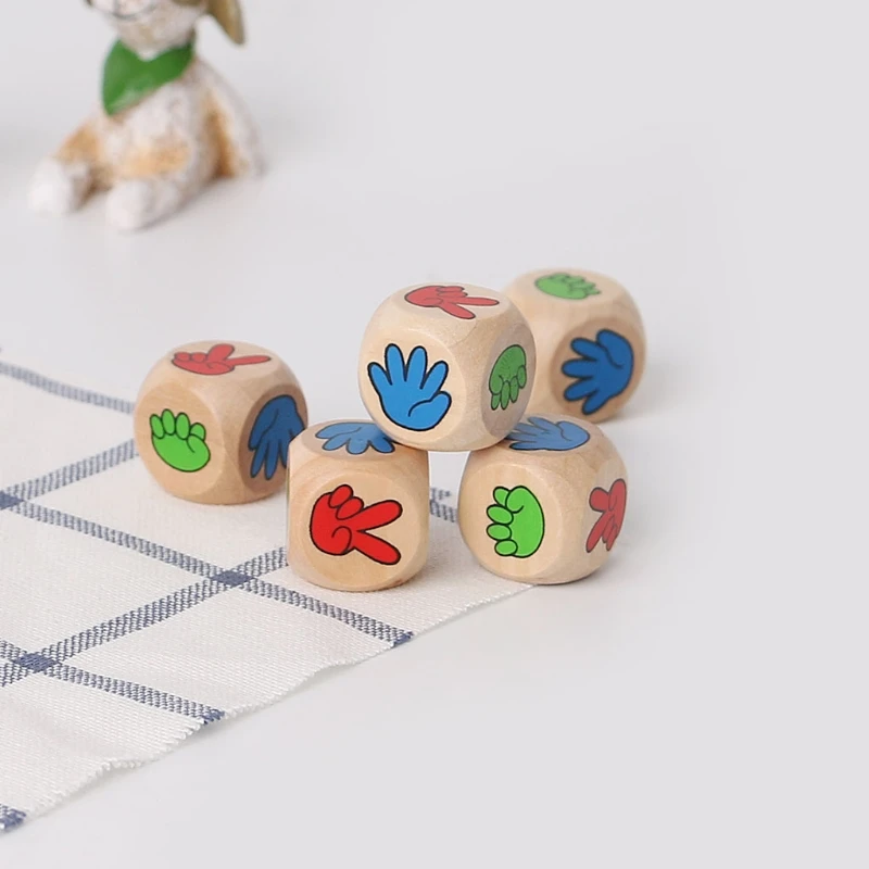 

5pcs Drinking Game Rock Paper Scissors Finger-Guessing 20mm Wood Dice Bar Toys