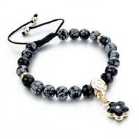 melihe custom gold natural stone beads bracelet bangles for women men jewelry love flower charm adjustable bracelets sbr150346