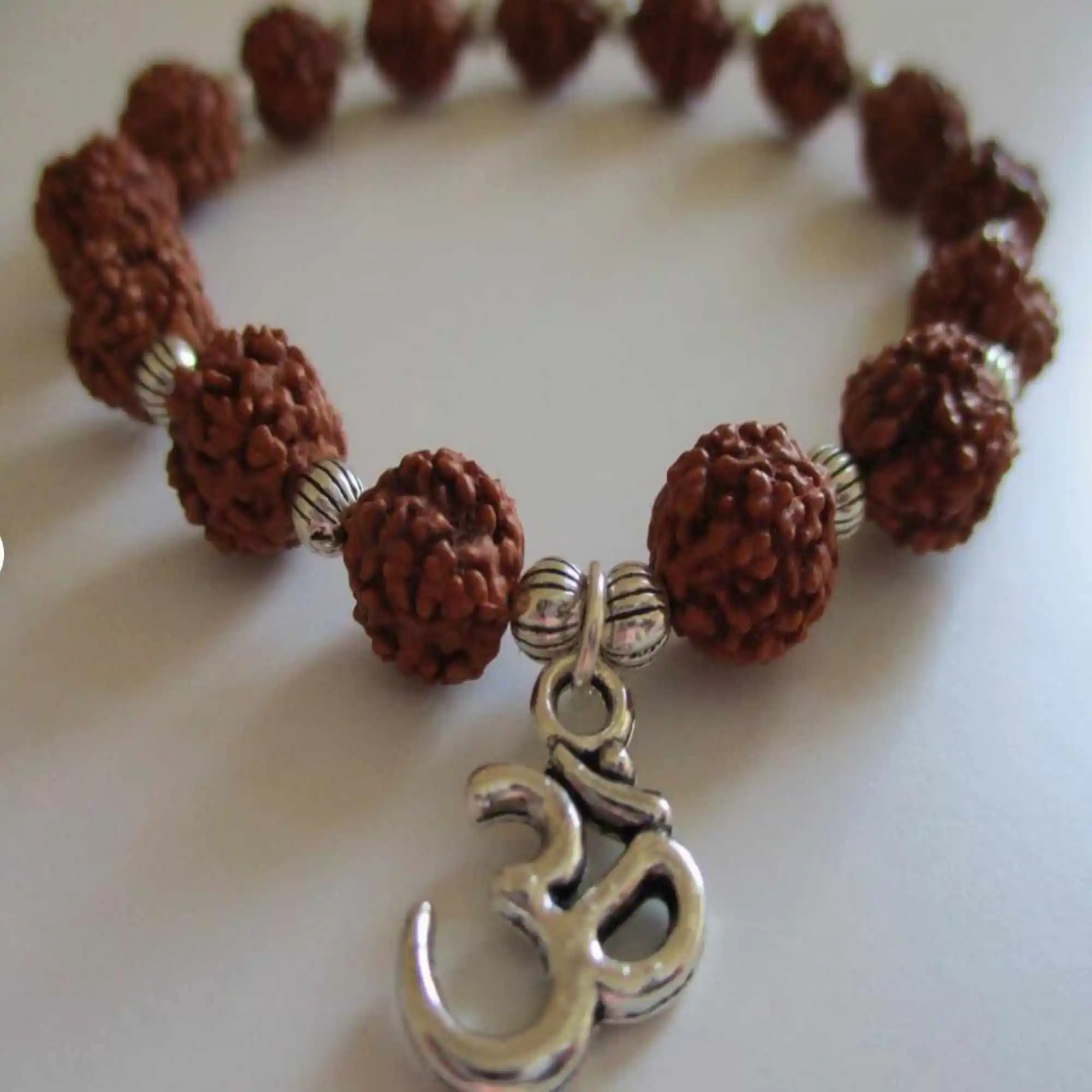 

Fashion natural Rudraksha Meditation Mala silver Bracelet gift Classic Beautiful VALENTINE'S DAY Mother's Day Gift Christmas