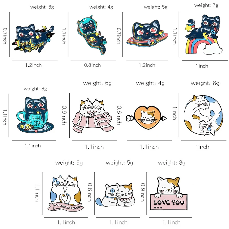 Креативная трендовая брошь на лацкан с мультяшным космическим котом и каплей