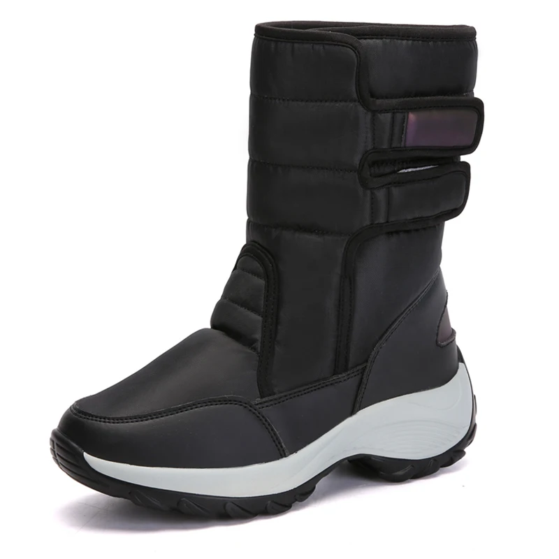 Женские сапоги до середины икры зимние водонепроницаемые на каблуке платформе