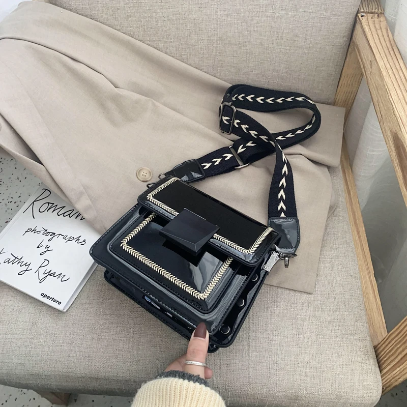 Новинка 2020 женская сумка через плечо с широким ремешком модная мессенджер