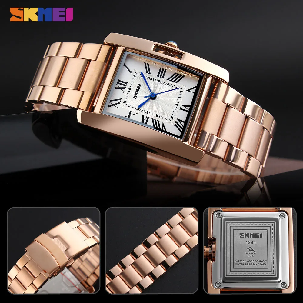SKMEI роскошные часы Relogio Feminino 1284 ремешок из нержавеющей стали женские наручные часы женские кварцевые часы Montre Femme