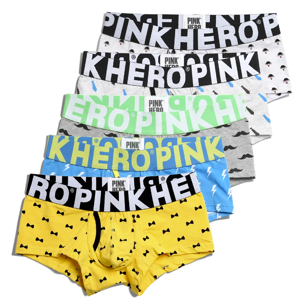 5 шт. Pink Heroes модное нижнее белье из хлопка, Для мужчин шорты-боксеры высокого качества Для мужчин трусы нижнее белье удобные так здорово - Цвет: As shown