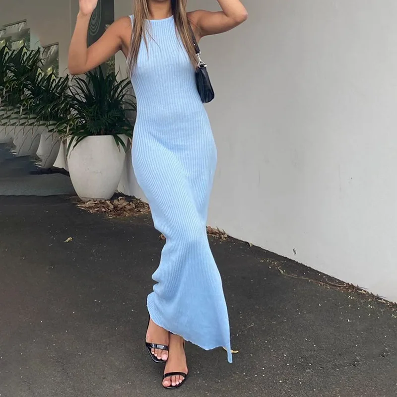 

YLDSGS 2021 Summer Sexy Sleeveless Midi Dress Open Backless Temperament Slim Dress Women Robe Femme Vestido De Mujer Y2k