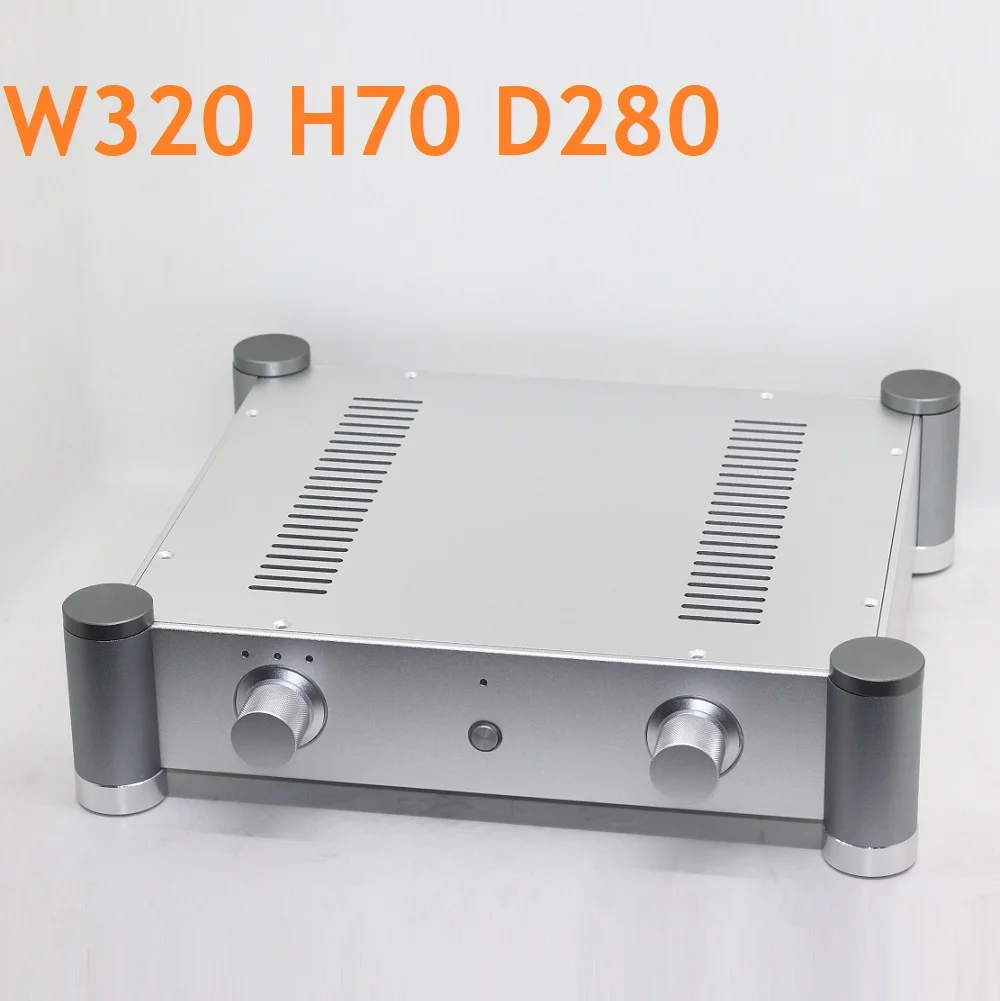 

Усилитель мощности шасси Пескоструйный анодированный алюминий для самостоятельной сборки звуковой бокс корпус предусилителя усилитель для наушников ЦАП корпус W320 H70 D280