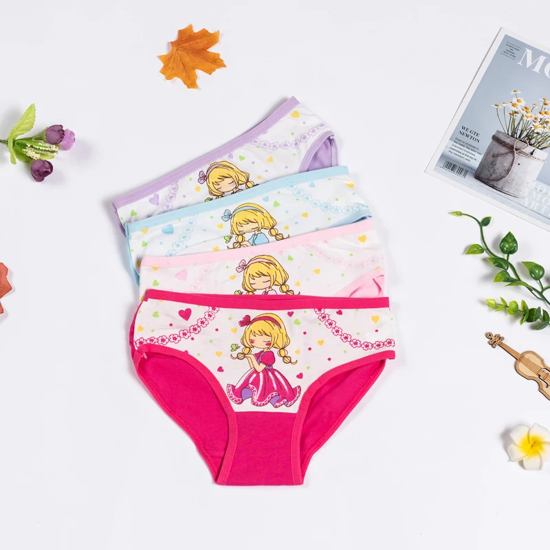 Трусики для девочек 4 шт./Лот мягкие хлопковые нижнее белье с мультяшным рисунком