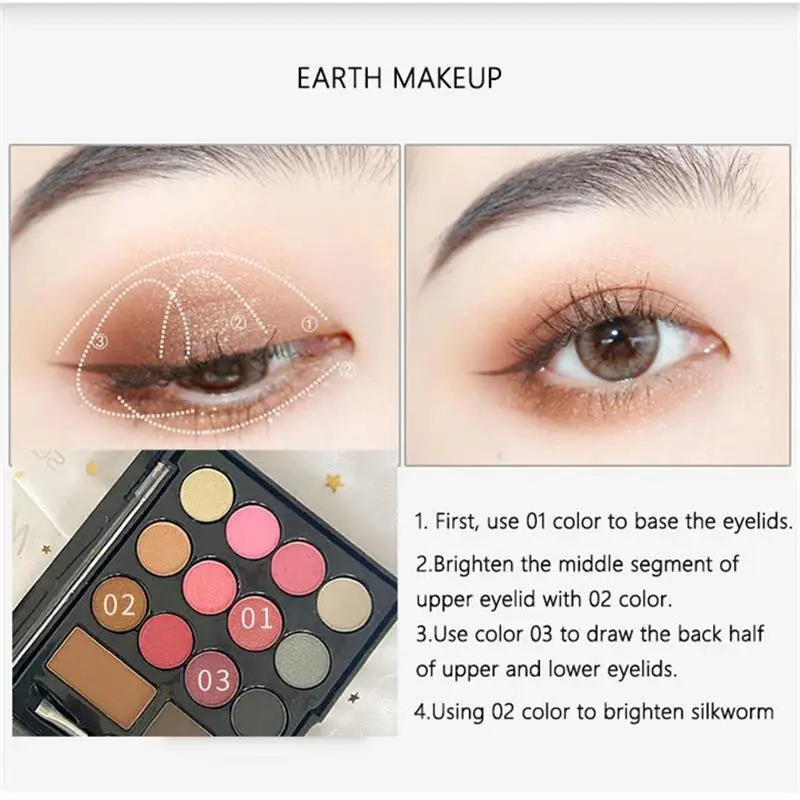 

Shimmer matte color smoky eyes matte eyeshadow professional cosmetics 14 color makeup set nude color palette to brighten