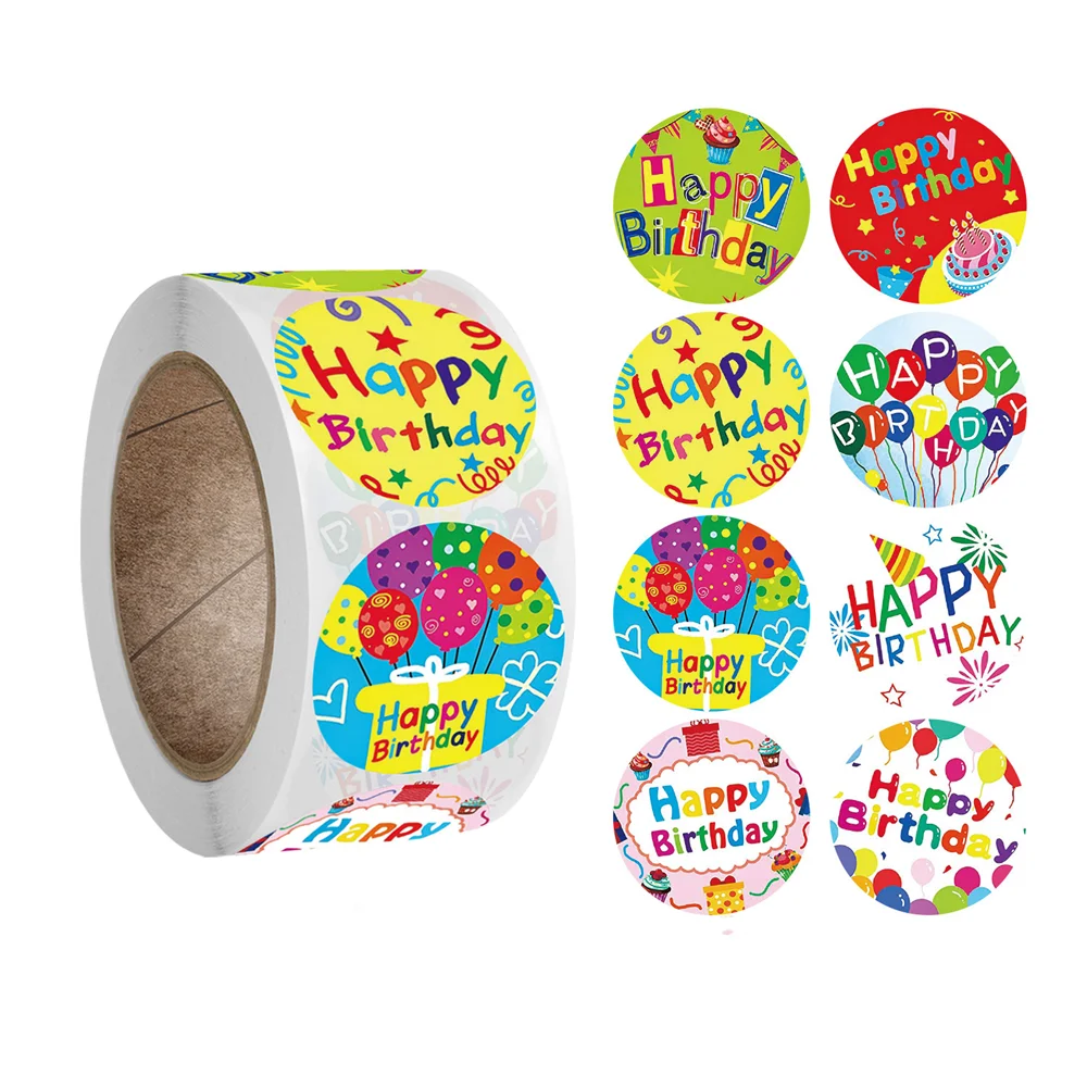 

100-500 piece happy birthday gift seal sticker design diary scrapbook sticker holiday birthday party gift tag A-148