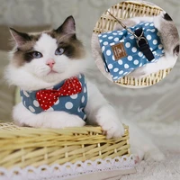 mesh cat bowtie harness and leash set kitten puppy dogs vest harness leads pet clothes cat walking jackets for small medium cats