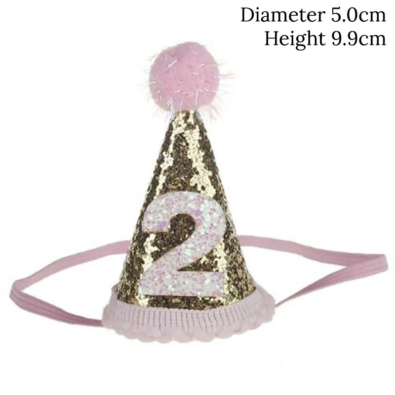 mini hat Pink 2 WEIGAO 1 шт. 1/2/3 шляпы для вечеринки по случаю Дня Рождения лента для волос в виде короны корона для принца и принцессы повязка на голову Baby Shower дети День рождения украшения - Цвет: mini hat Pink 2
