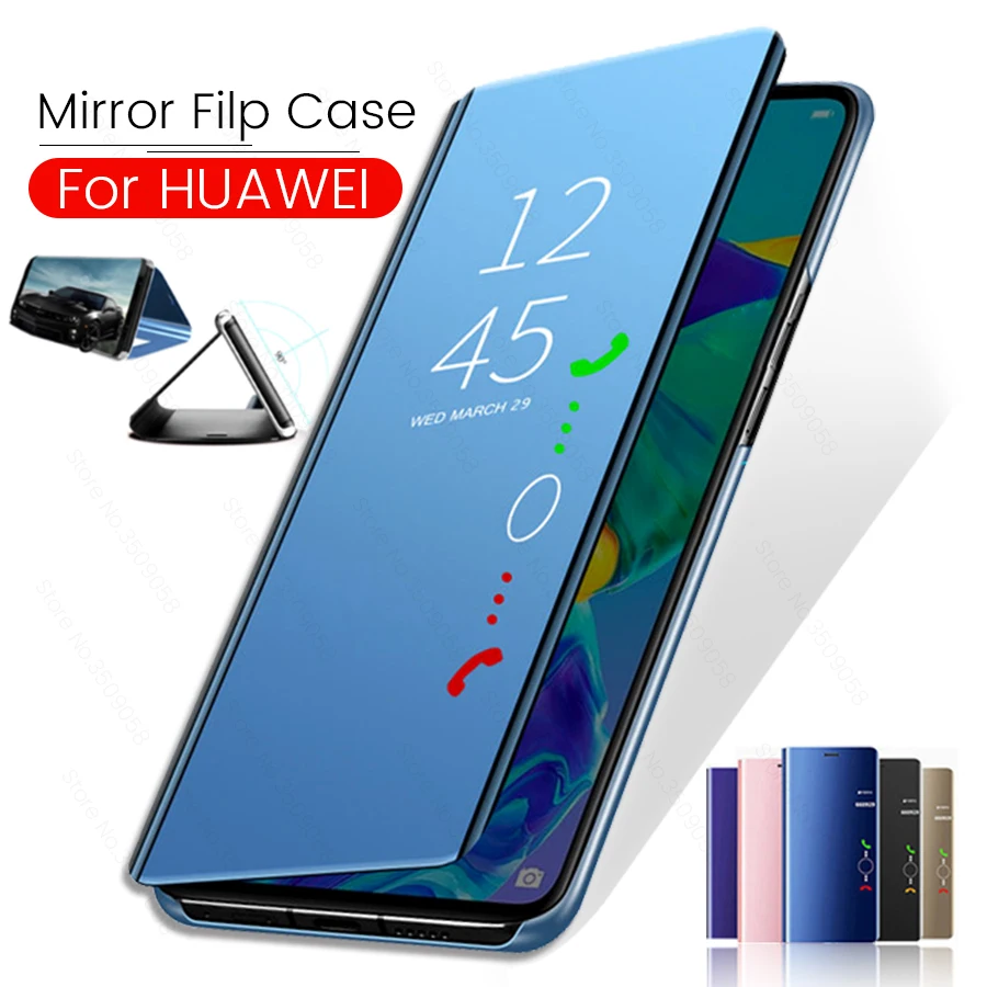 Зеркальный флип чехол для Huawei P30 Lite pro P20 P10 Mate20 10 lite Y5 Y6 2018 Магнитные защитные чехлы