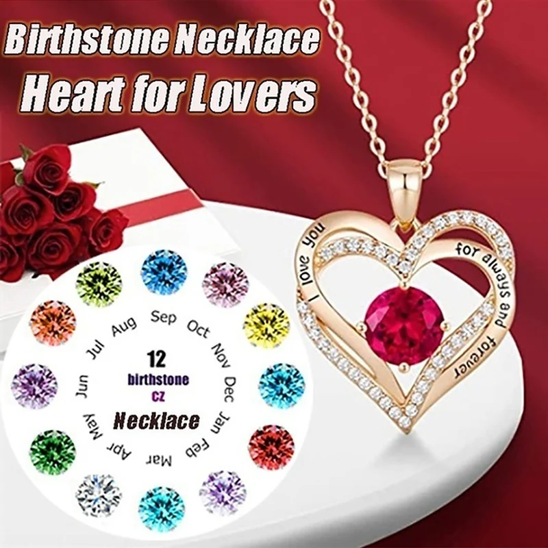 

Silver/Gold Color 12 Months I Love You Love Heart Pendant Chain Necklace Wedding Rhinestone Clavicle Jewelry Gift for Female