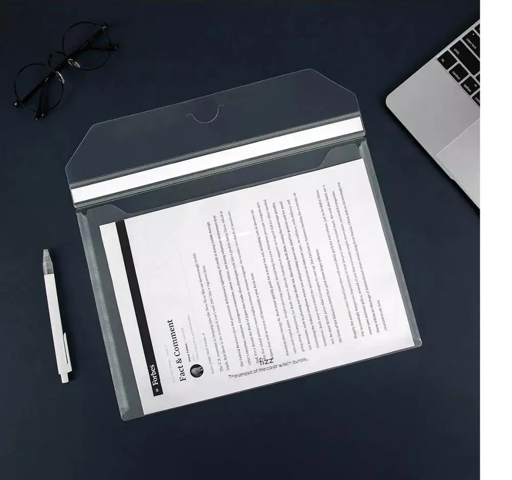 6pcs/set Original Fizz Buckle type Transparent File Holder Document storage bag 6 Colors | Канцтовары для офиса и дома