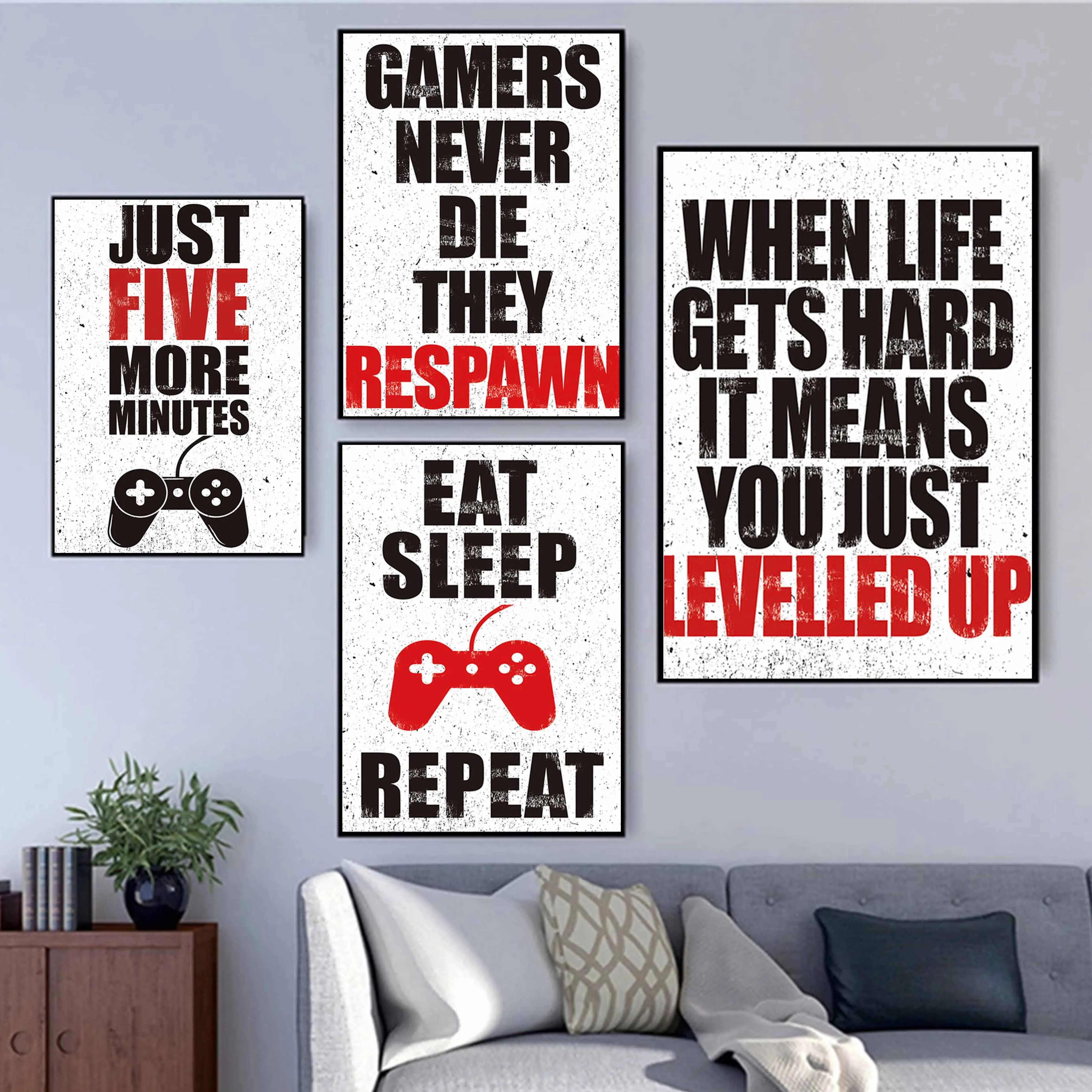 

Inspirational Text Posters And Prints Gamepad Canvas Painting Wall Art Pictures For Living Room Home Decoration Frameless Cuadro