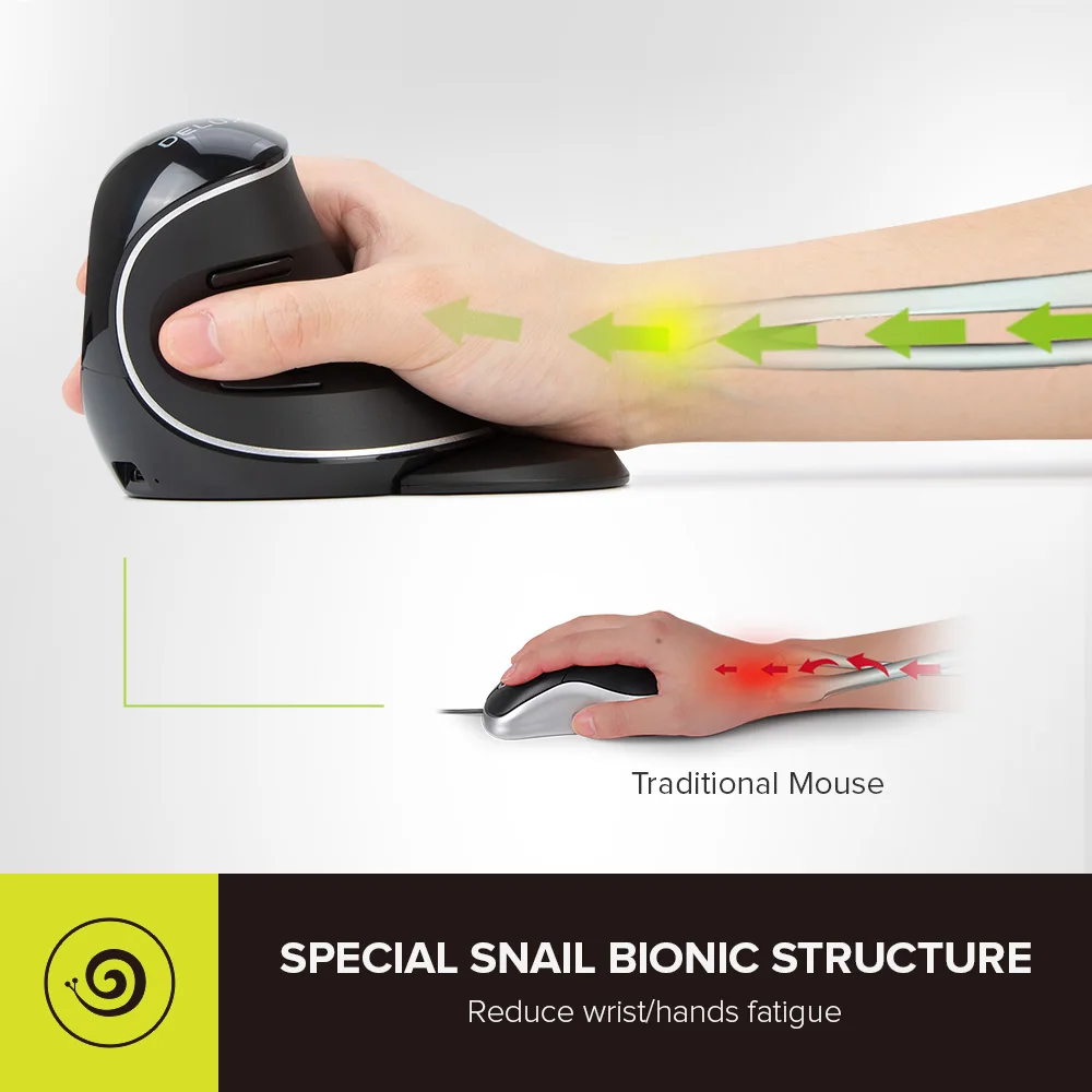 delux m618pd wireless bt ergonomic vertical rechargeable mouse 4000dpi 6 buttons removable palm rest for pc computer laptop free global shipping